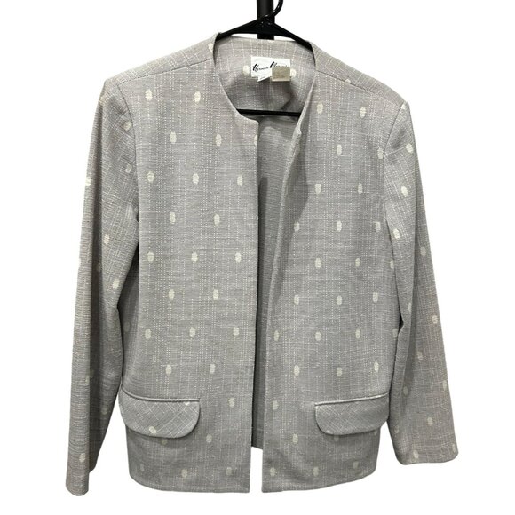 Vintage Herman Marcus Dallas Blazer Jacket Size 12 Gray Polka Dot Pattern - Picture 1 of 7